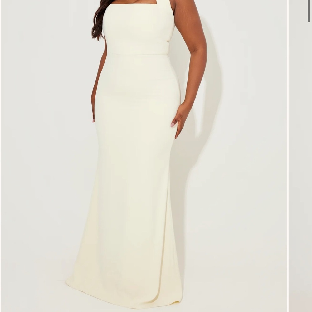 Strapless Cream Maxi Dress